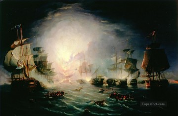 Círculo de Thomas Serres de la Batalla del Nilo 1798 Batallas navales Pinturas al óleo